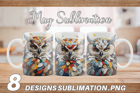 Mug Wrap 3D Owl Painting Sublimation artnoy 