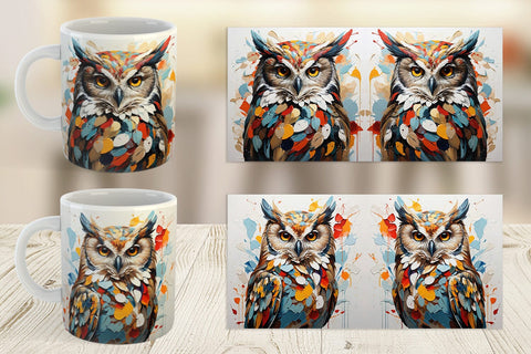 Mug Wrap 3D Owl Painting Sublimation artnoy 