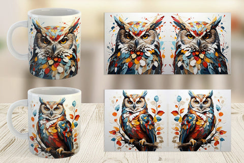 Mug Wrap 3D Owl Painting Sublimation artnoy 