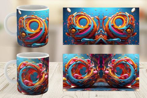 Mug Wrap 3D Paint Swirling Colorful Sublimation artnoy 