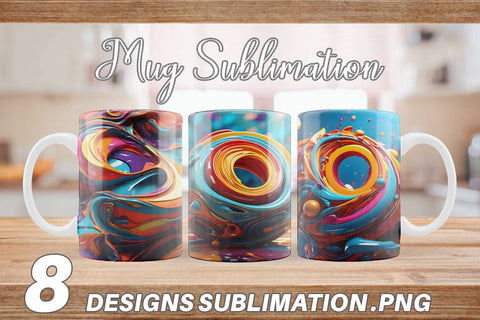 Mug Wrap 3D Paint Swirling Colorful Sublimation artnoy 