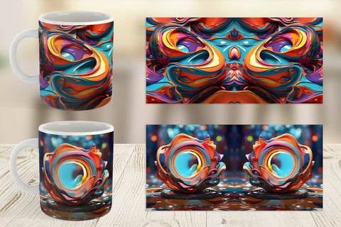 Mug Wrap 3D Paint Swirling Colorful Sublimation artnoy 
