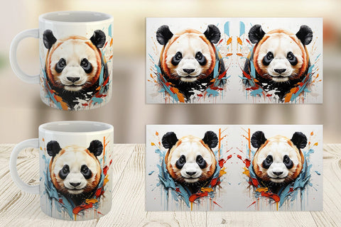 Mug Wrap 3D Panda Painting Sublimation artnoy 