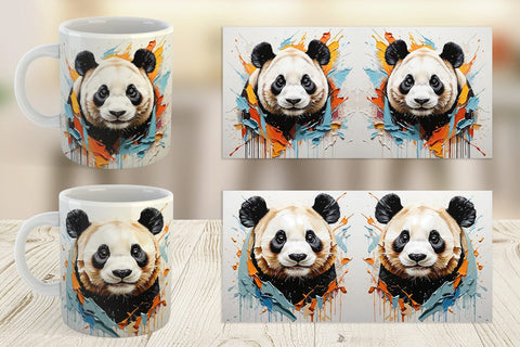 Mug Wrap 3D Panda Painting Sublimation artnoy 