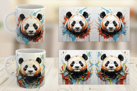 Mug Wrap 3D Panda Painting Sublimation artnoy 