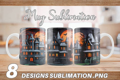 Mug Wrap 3D Paper Haunted House Sublimation artnoy 