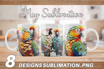 Mug Wrap 3D Parrot Painting Sublimation artnoy 
