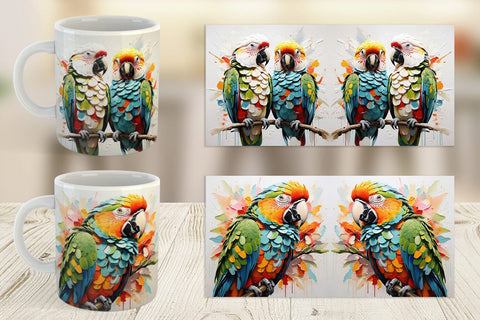 Mug Wrap 3D Parrot Painting Sublimation artnoy 