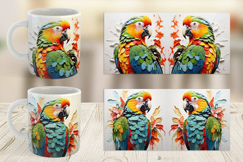 Mug Wrap 3D Parrot Painting Sublimation artnoy 