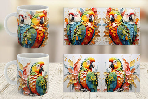 Mug Wrap 3D Parrot Painting Sublimation artnoy 