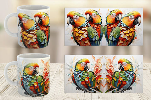 Mug Wrap 3D Parrot Painting Sublimation artnoy 