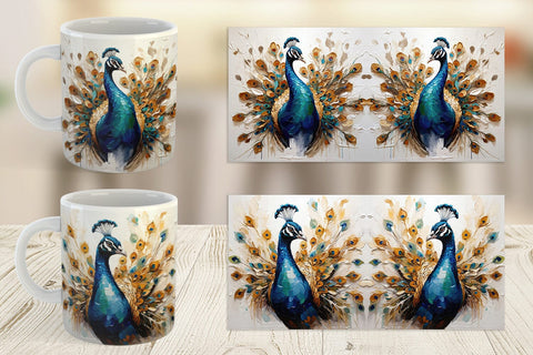 Mug Wrap 3D Peacock Painting Sublimation artnoy 