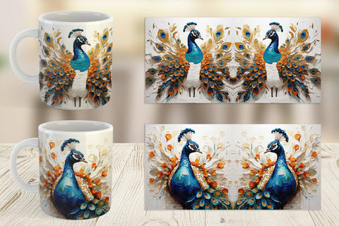 Mug Wrap 3D Peacock Painting Sublimation artnoy 