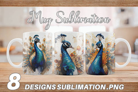 Mug Wrap 3D Peacock Painting Sublimation artnoy 