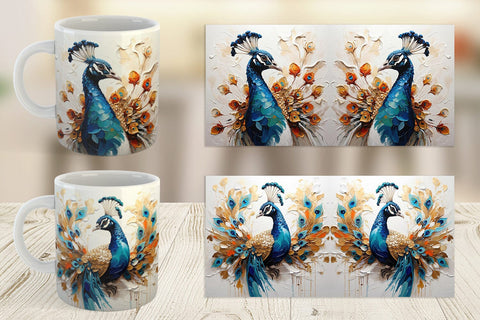 Mug Wrap 3D Peacock Painting Sublimation artnoy 