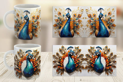 Mug Wrap 3D Peacock Painting Sublimation artnoy 