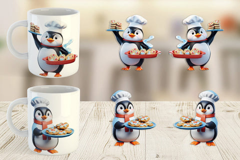 Mug Wrap 3D Penguin Chef Sublimation artnoy 