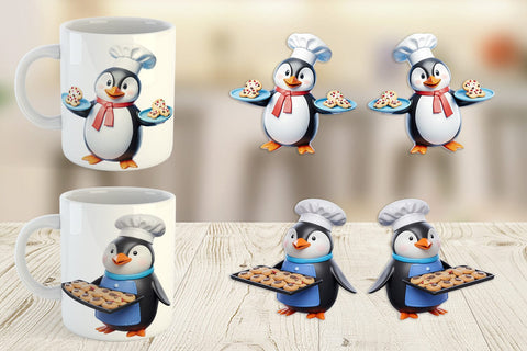 Mug Wrap 3D Penguin Chef Sublimation artnoy 