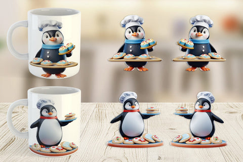 Mug Wrap 3D Penguin Chef Sublimation artnoy 