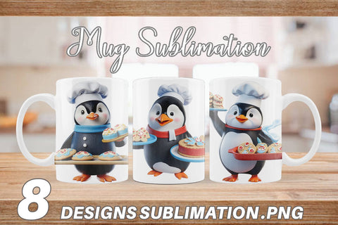 Mug Wrap 3D Penguin Chef Sublimation artnoy 