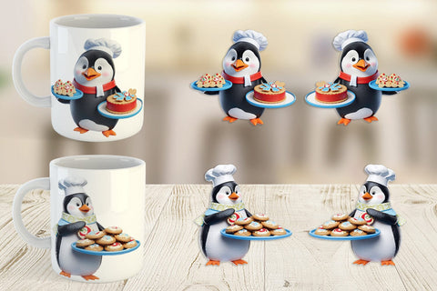 Mug Wrap 3D Penguin Chef Sublimation artnoy 