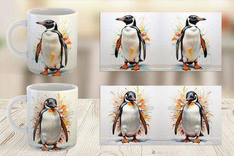 Mug Wrap 3D Penguin Painting Sublimation artnoy 