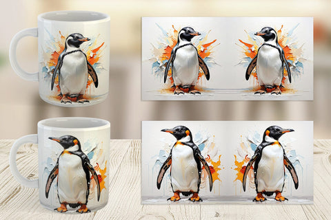 Mug Wrap 3D Penguin Painting Sublimation artnoy 