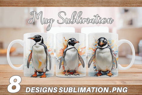 Mug Wrap 3D Penguin Painting Sublimation artnoy 