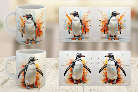 Mug Wrap 3D Penguin Painting Sublimation artnoy 