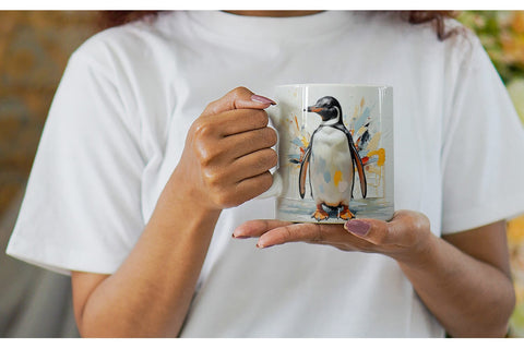 Mug Wrap 3D Penguin Painting Sublimation artnoy 