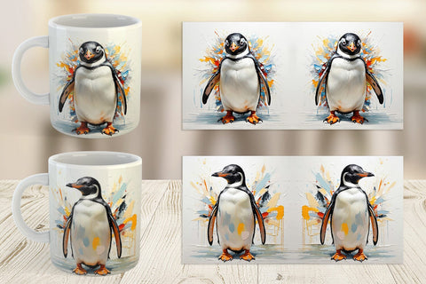 Mug Wrap 3D Penguin Painting Sublimation artnoy 