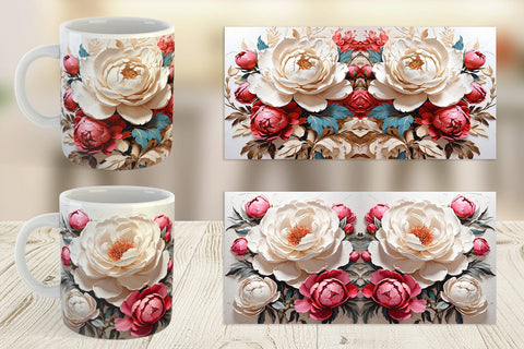 Mug Wrap 3D Peony Flower Sublimation artnoy 