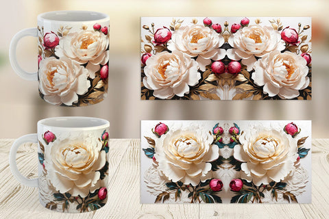 Mug Wrap 3D Peony Flower Sublimation artnoy 