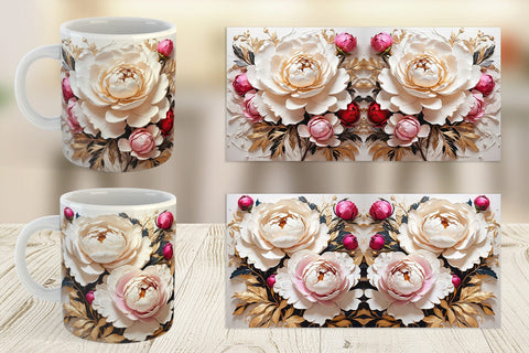 Mug Wrap 3D Peony Flower Sublimation artnoy 