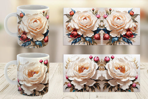 Mug Wrap 3D Peony Flower Sublimation artnoy 