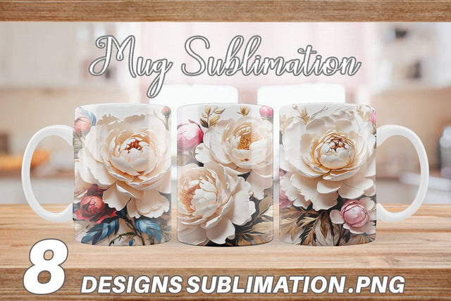 Mug Wrap 3D Peony Flower Sublimation artnoy 