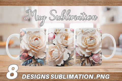 Mug Wrap 3D Peony Flower Sublimation artnoy 