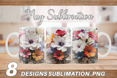Mug Wrap 3D Petunia Flower Sublimation artnoy 
