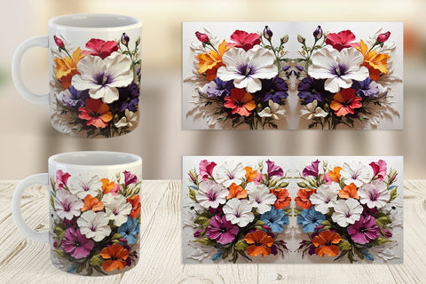 Mug Wrap 3D Petunia Flower Sublimation artnoy 