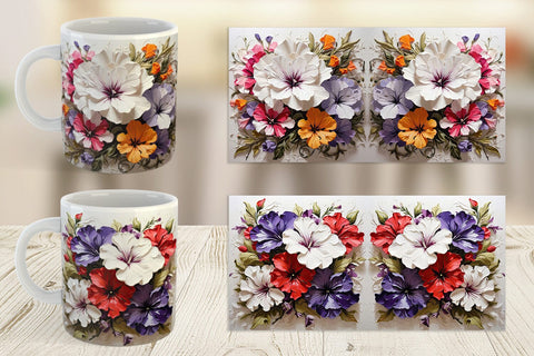 Mug Wrap 3D Petunia Flower Sublimation artnoy 