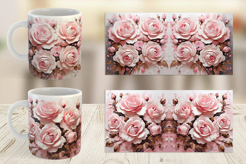 Mug Wrap 3D Pink Rose Sublimation artnoy 