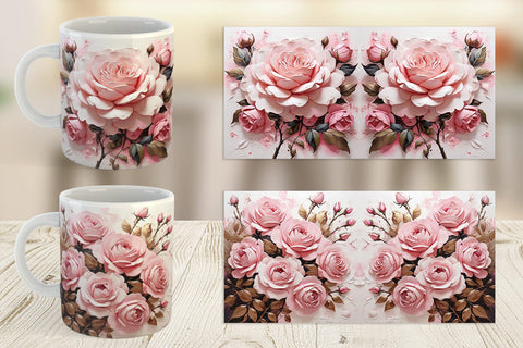Mug Wrap 3D Pink Rose Sublimation artnoy 