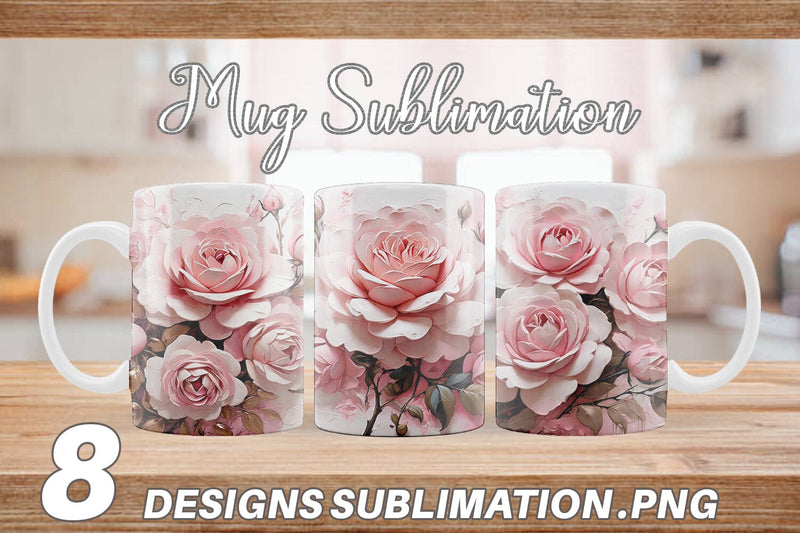Mug Wrap 3D Pink Rose Sublimation artnoy 