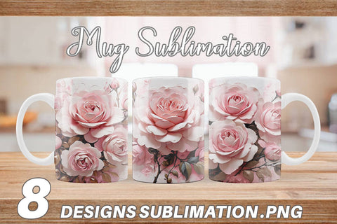 Mug Wrap 3D Pink Rose Sublimation artnoy 
