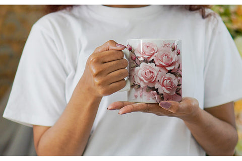 Mug Wrap 3D Pink Rose Sublimation artnoy 