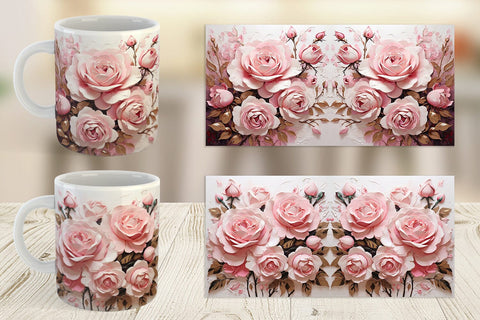 Mug Wrap 3D Pink Rose Sublimation artnoy 