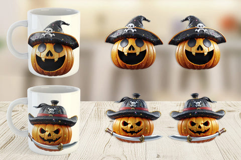 Mug Wrap 3D Pumpkin Pirate Sublimation artnoy 
