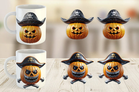 Mug Wrap 3D Pumpkin Pirate Sublimation artnoy 