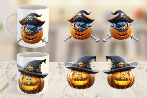 Mug Wrap 3D Pumpkin Pirate Sublimation artnoy 