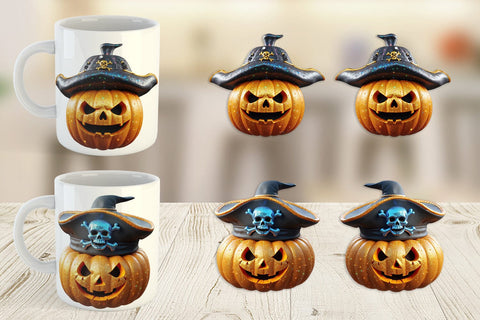 Mug Wrap 3D Pumpkin Pirate Sublimation artnoy 